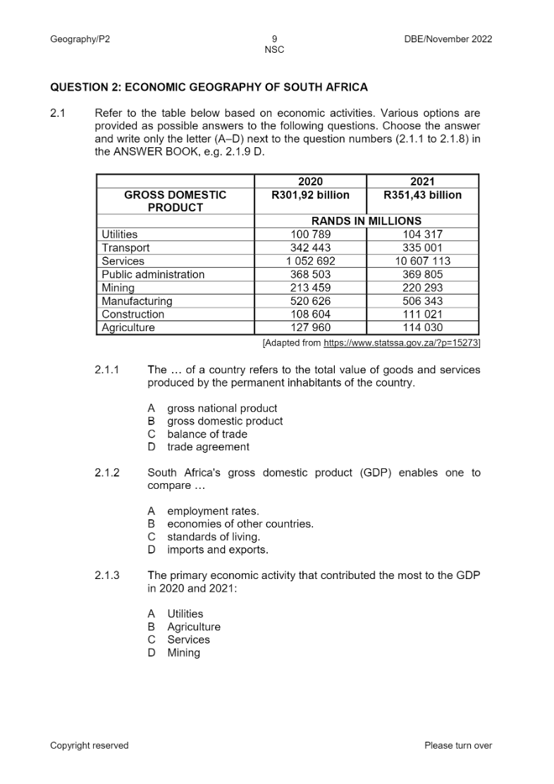 Geography Paper 2 page 9