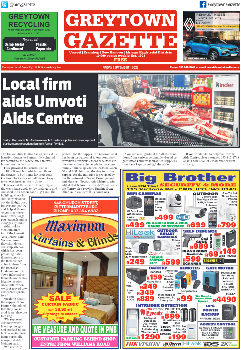 Greytown Gazette 010923 page 1