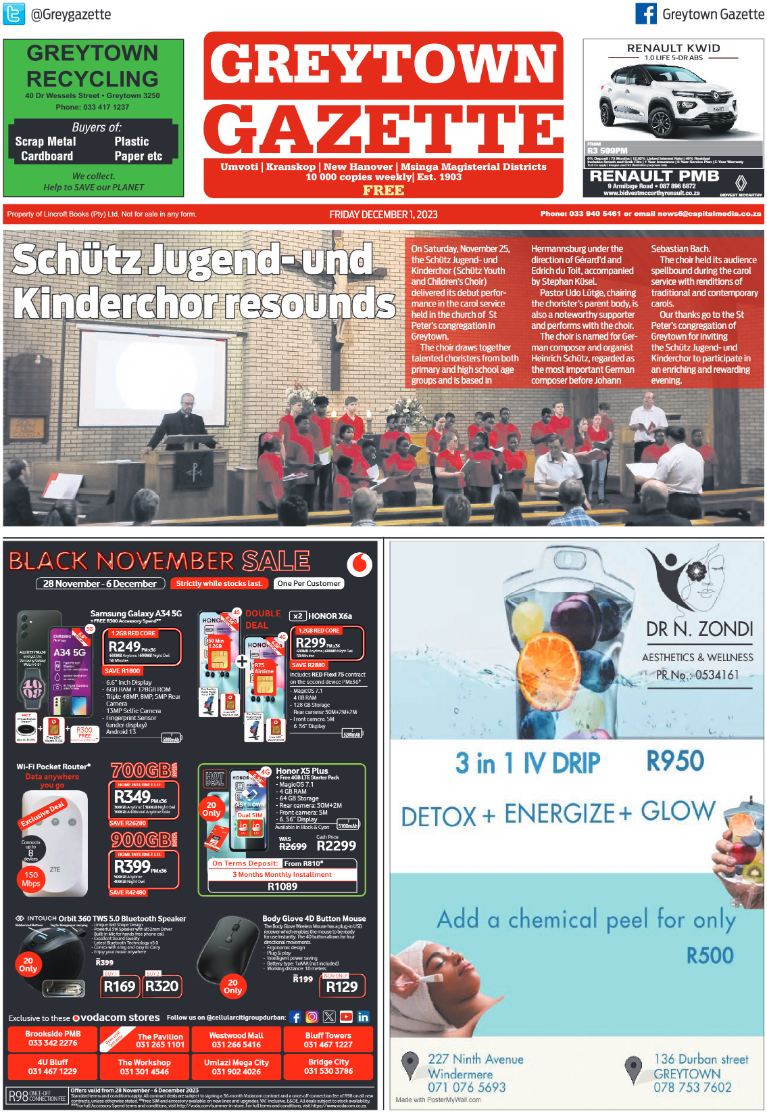 Greytown Gazette 011223 page 1