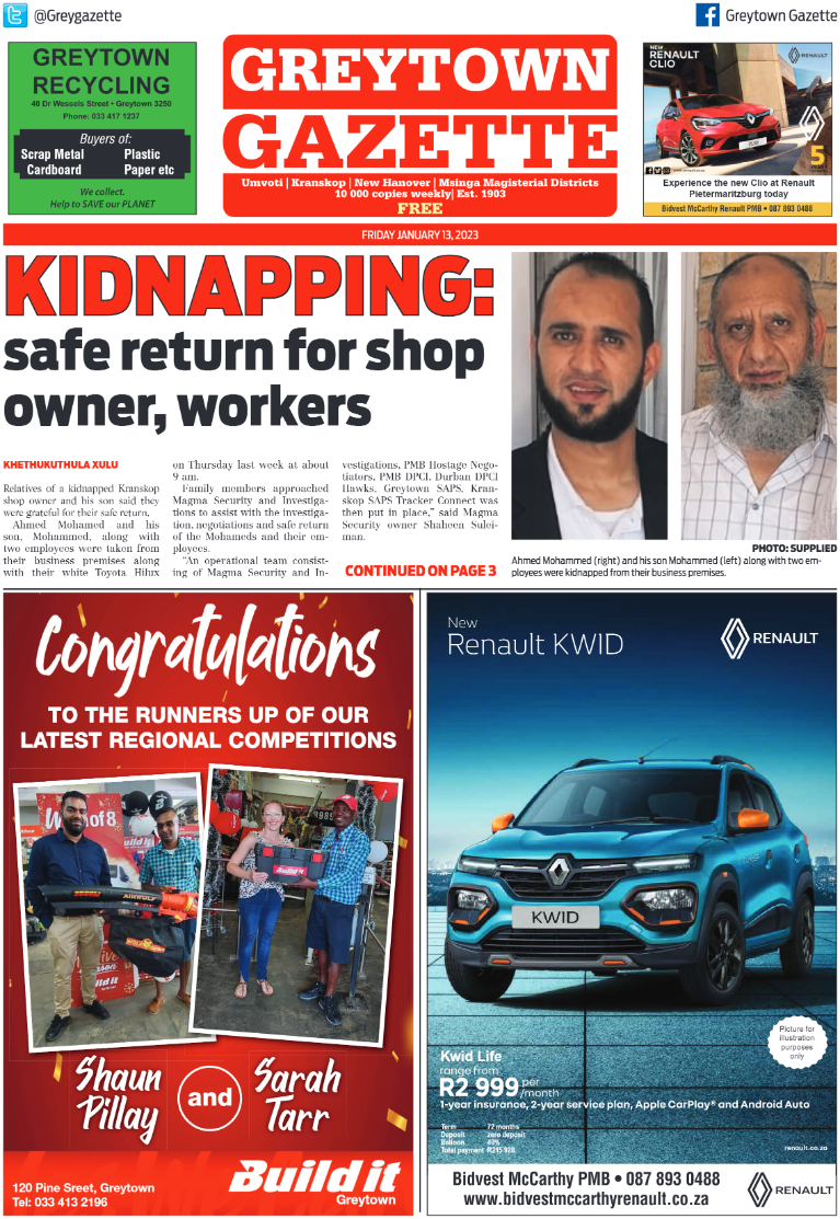 Greytown Gazette 130123 page 1