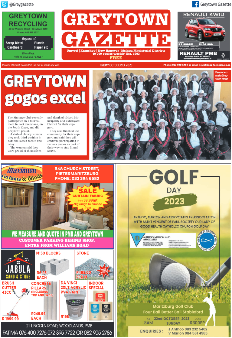 Greytown Gazette 131023 page 1