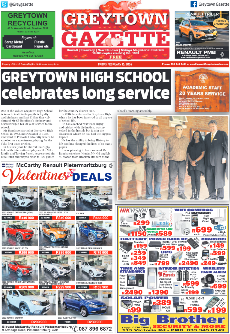 Greytown Gazette 160224 page 1
