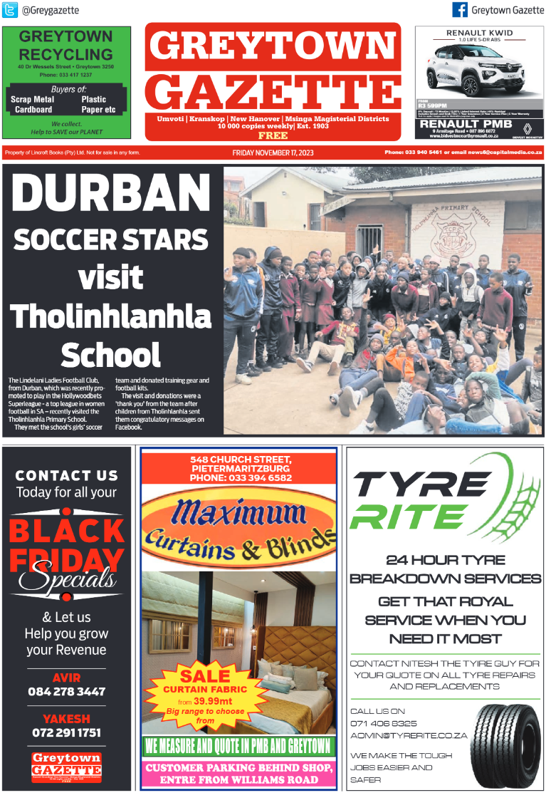 Greytown Gazette 171123 page 1