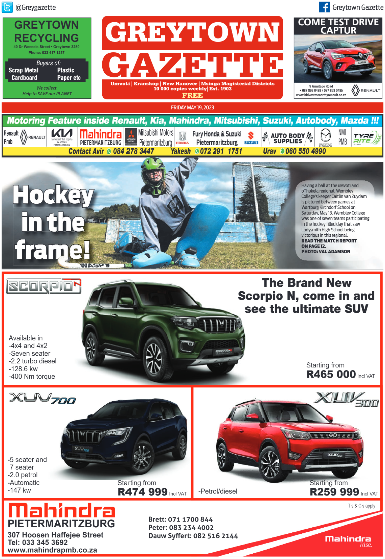 Greytown Gazette 190523 page 1