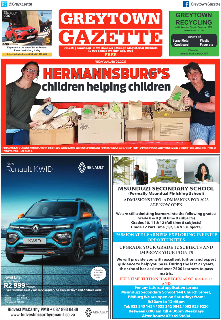 Greytown Gazette 200123 page 1