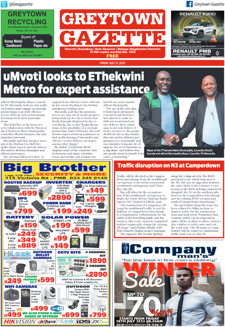 Greytown Gazette 210723 page 1