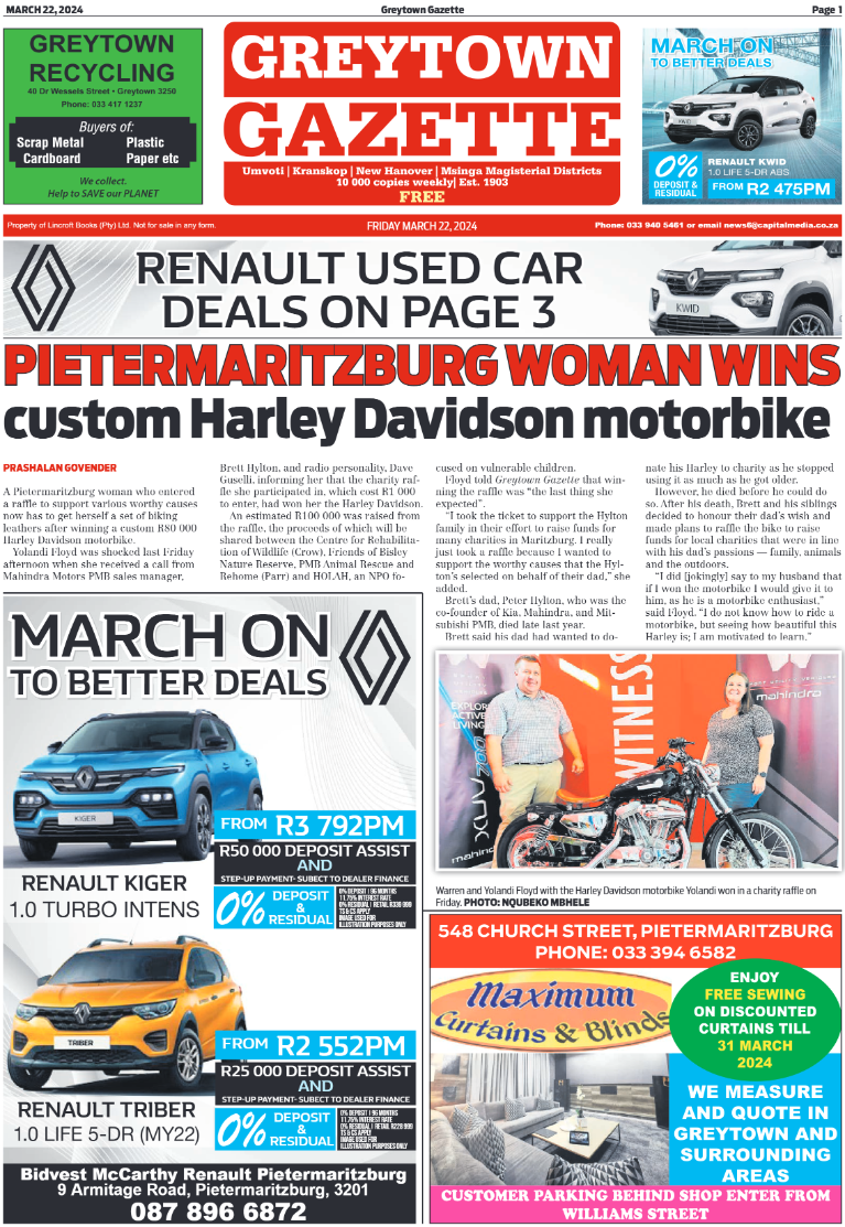 Greytown Gazette 220324 page 1