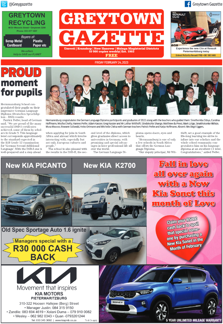 Greytown Gazette 240223 page 1