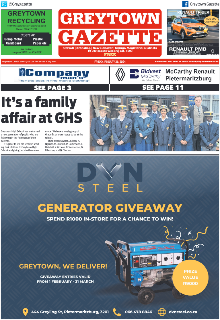 Greytown Gazette 260124 page 1