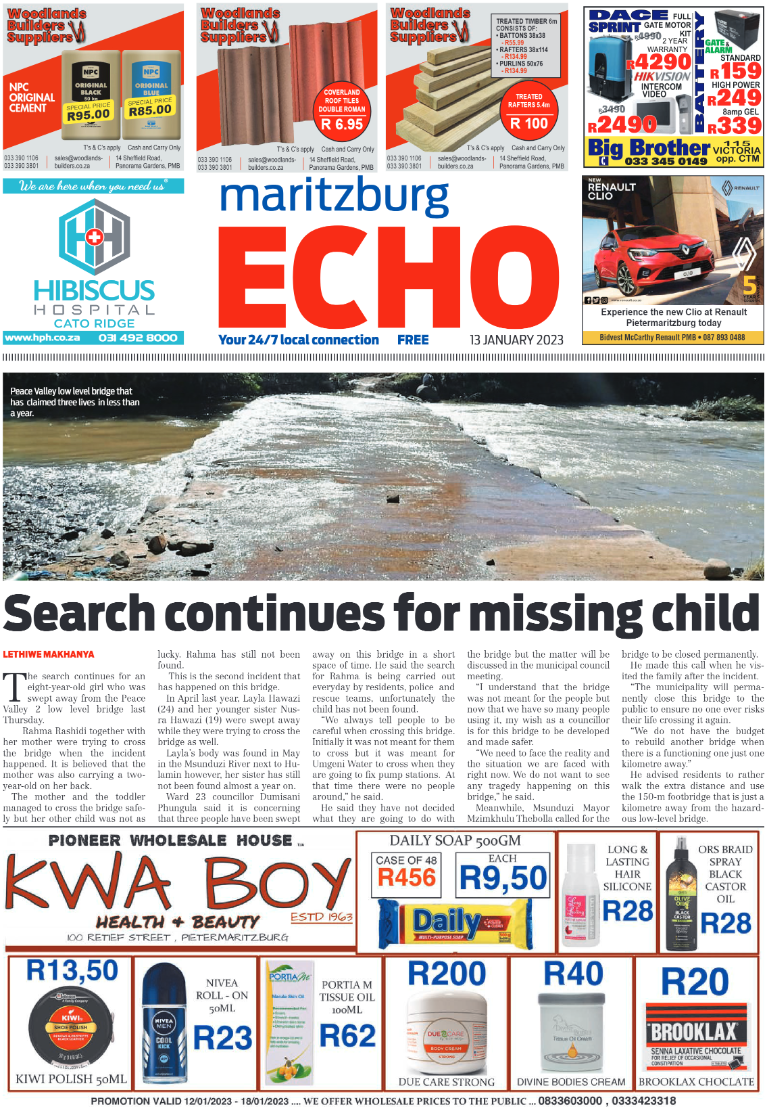 Maritzburg Echo 130123 page 1