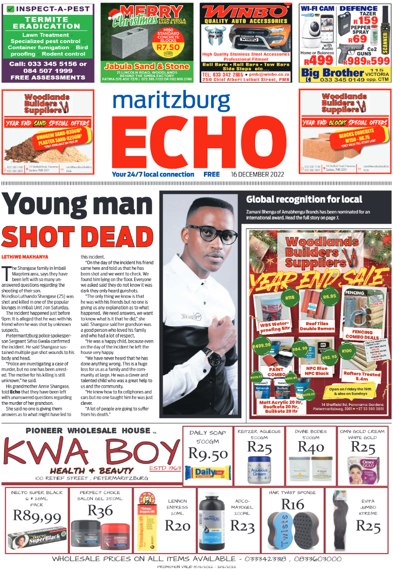 Maritzburg Echo 161222 page 1