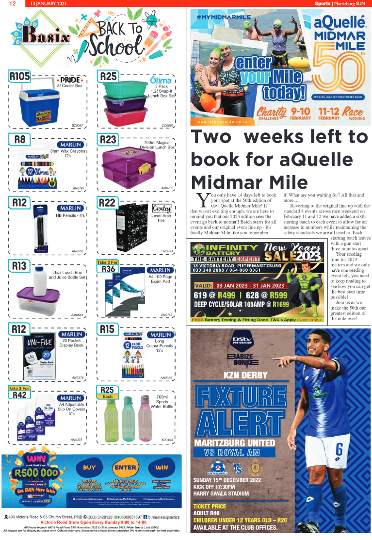 Maritzburg Sun 13.01.23 e-Edition page 12