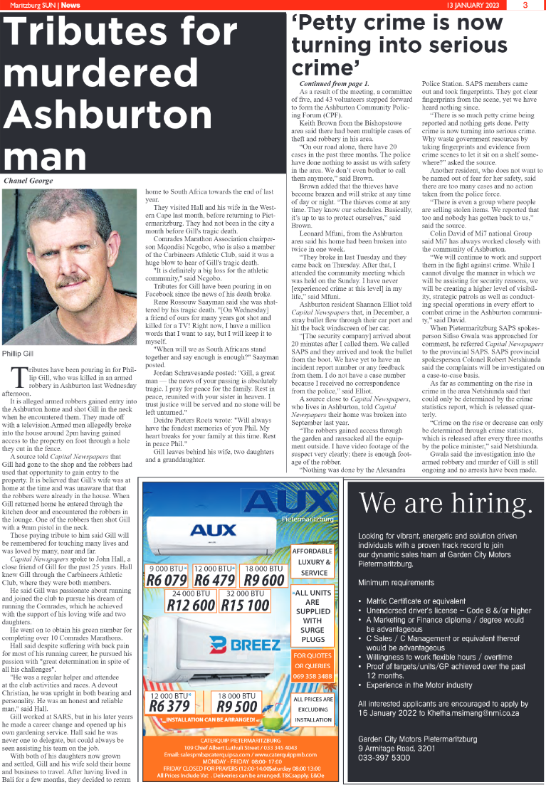 Maritzburg Sun 13.01.23 e-Edition page 3