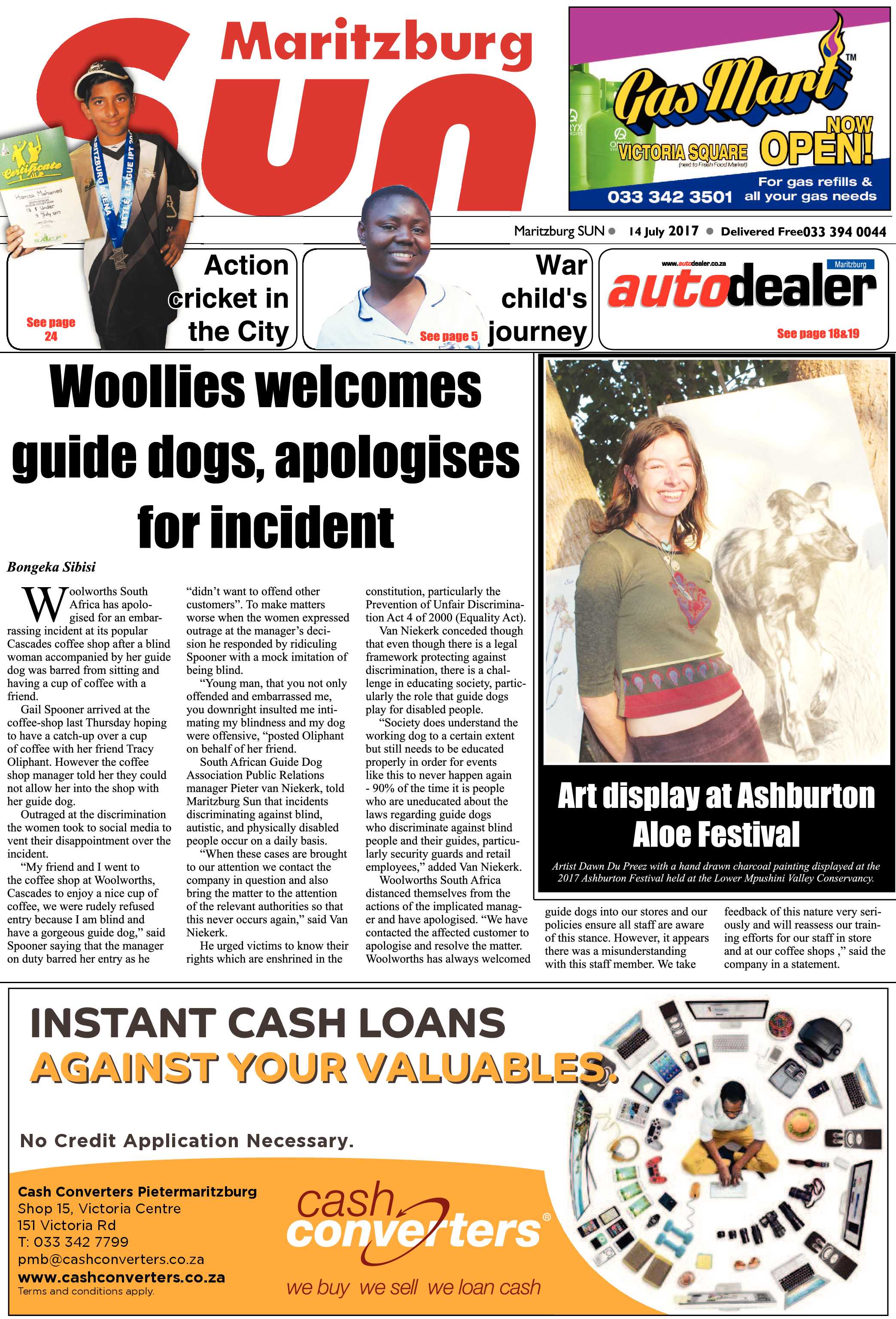 Maritzburg Sun 14-07-2017 page 1