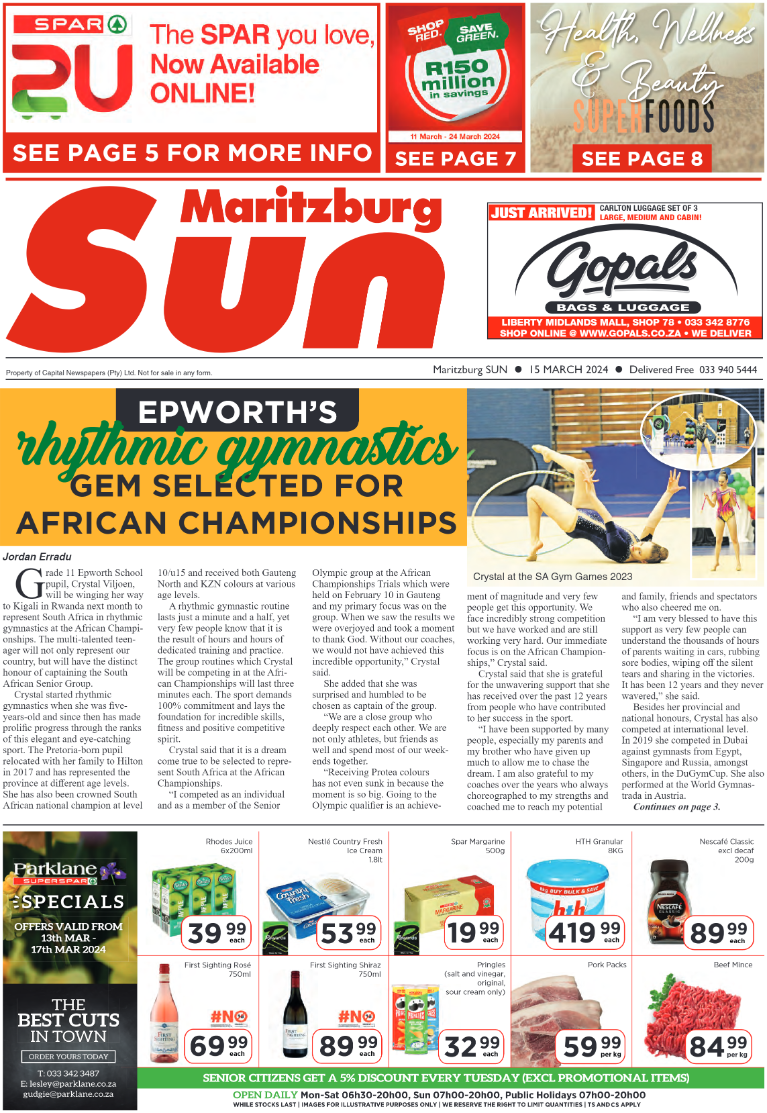 Maritzburg Sun 15.03.24 e-Edition page 1