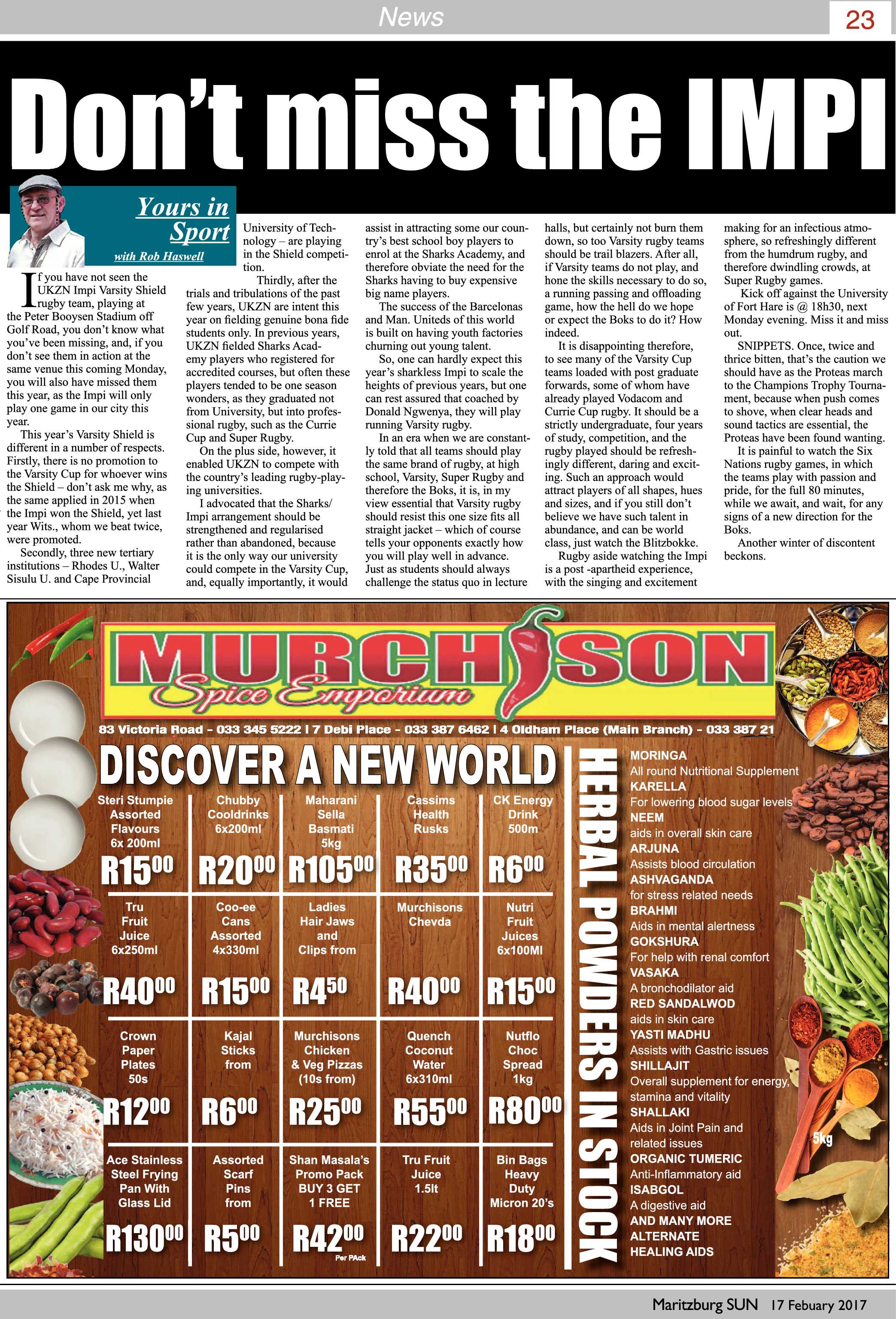 Maritzburg Sun 17-2-2017 page 27
