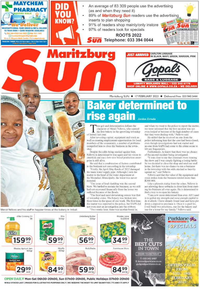 Maritzburg Sun 17.02.23 e-Edition page 1