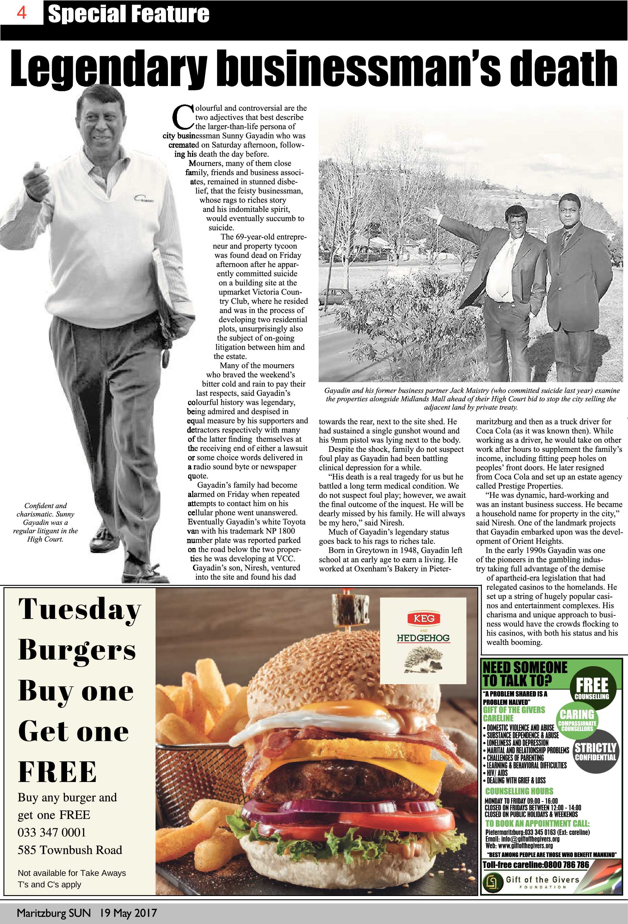 Maritzburg Sun 19-05-2017 page 4