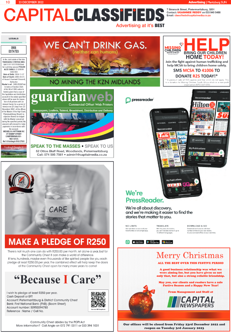 Maritzburg Sun 23.12.22 e-Edition page 10