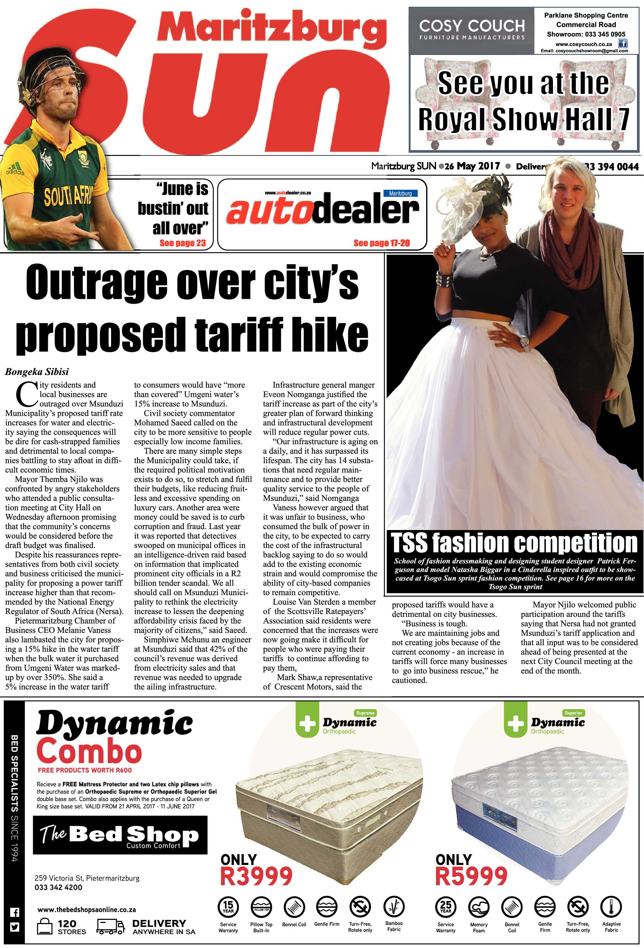 Maritzburg Sun 26-05-2017 page 1