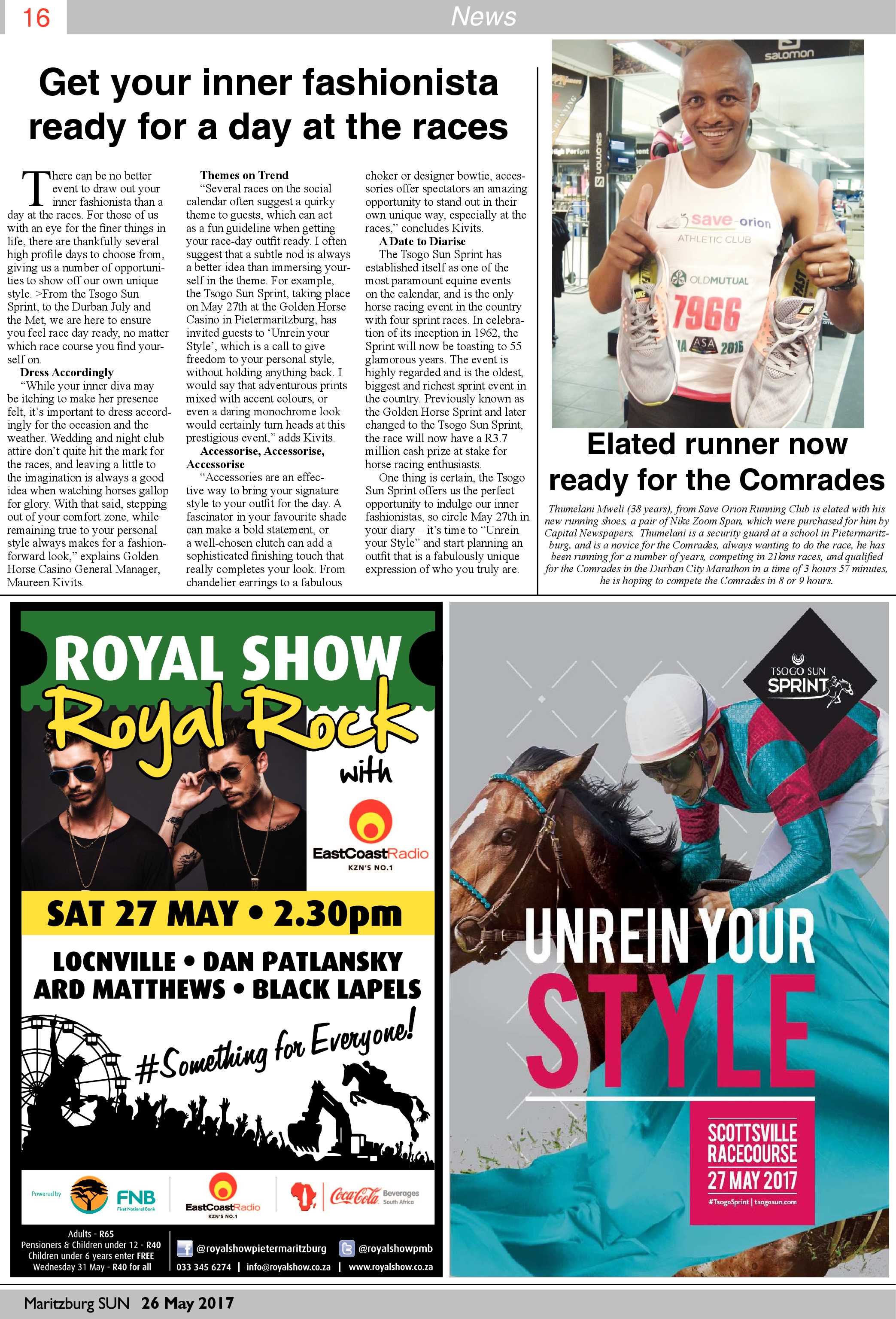 Maritzburg Sun 26-05-2017 page 16