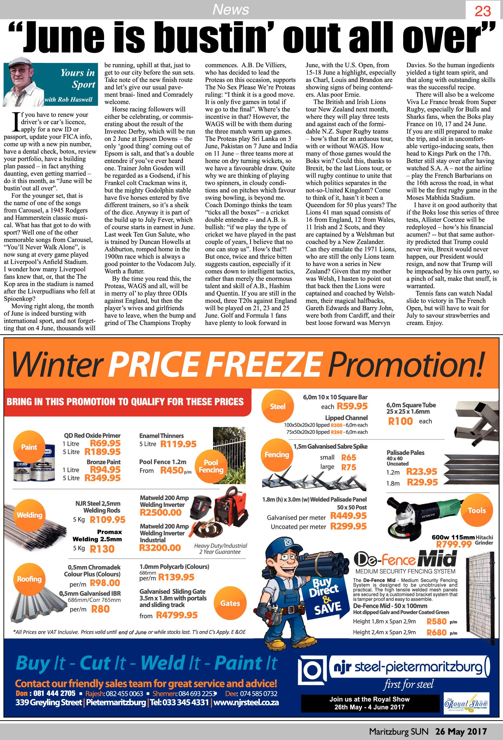 Maritzburg Sun 26-05-2017 page 23