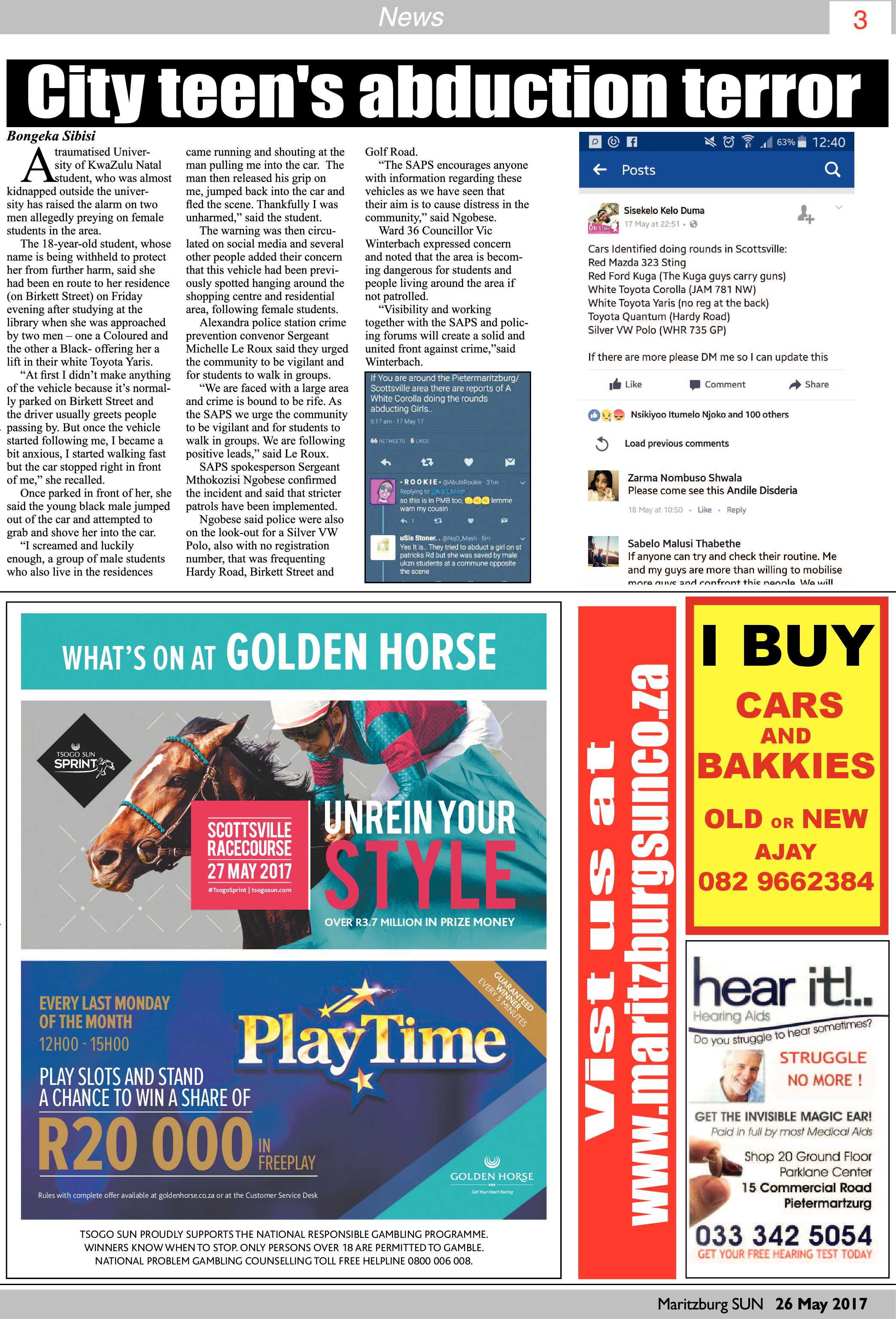 Maritzburg Sun 26-05-2017 page 3