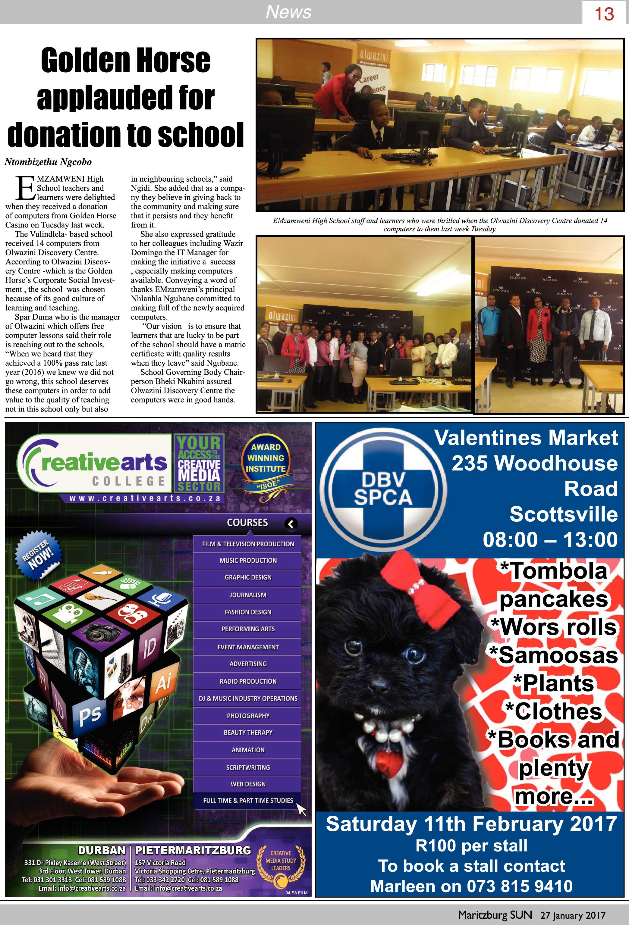 Maritzburg Sun 27-1-2017 page 13