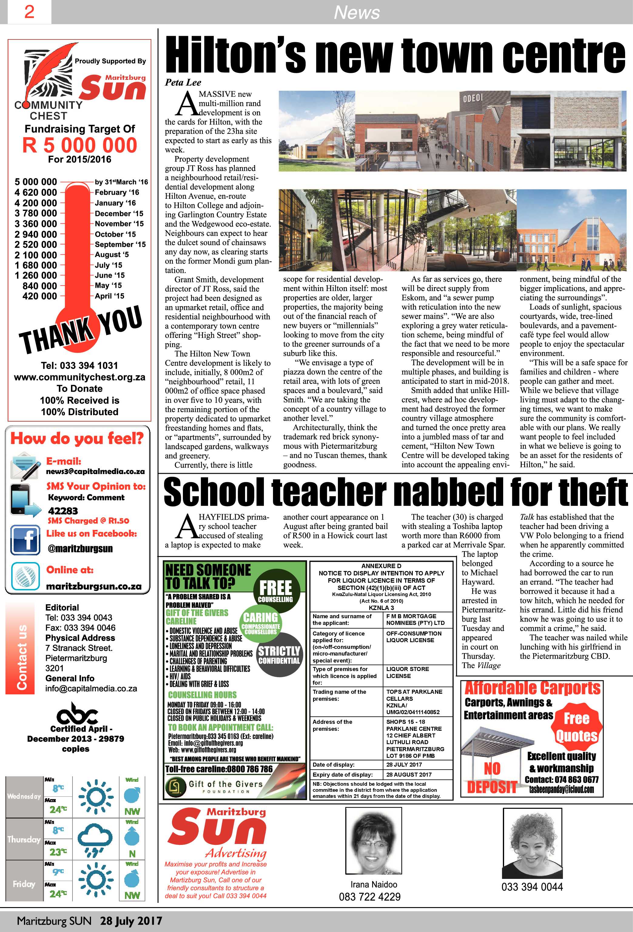 Maritzburg Sun 28-07-2017 page 2