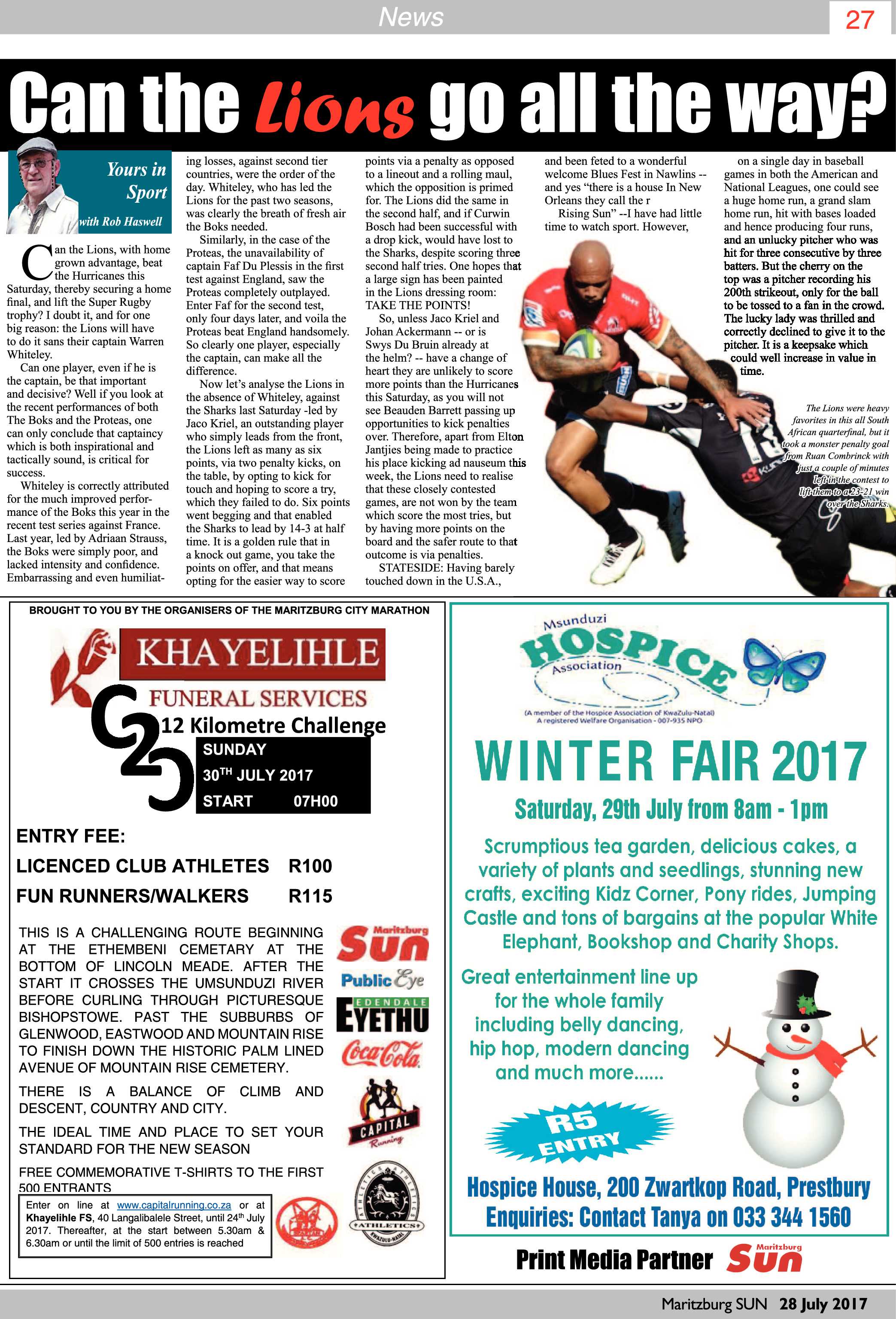 Maritzburg Sun 28-07-2017 page 27