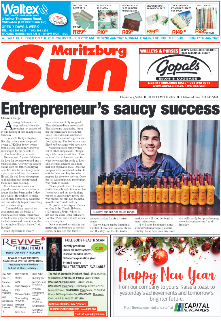 Maritzburg Sun 30.12.22 e-Edition page 1
