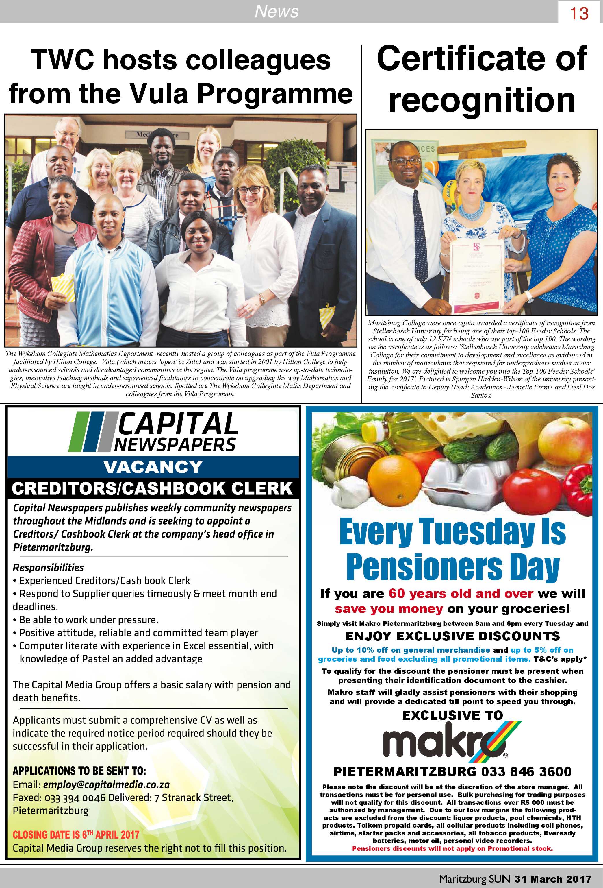 Maritzburg Sun 31-3-2017 page 13