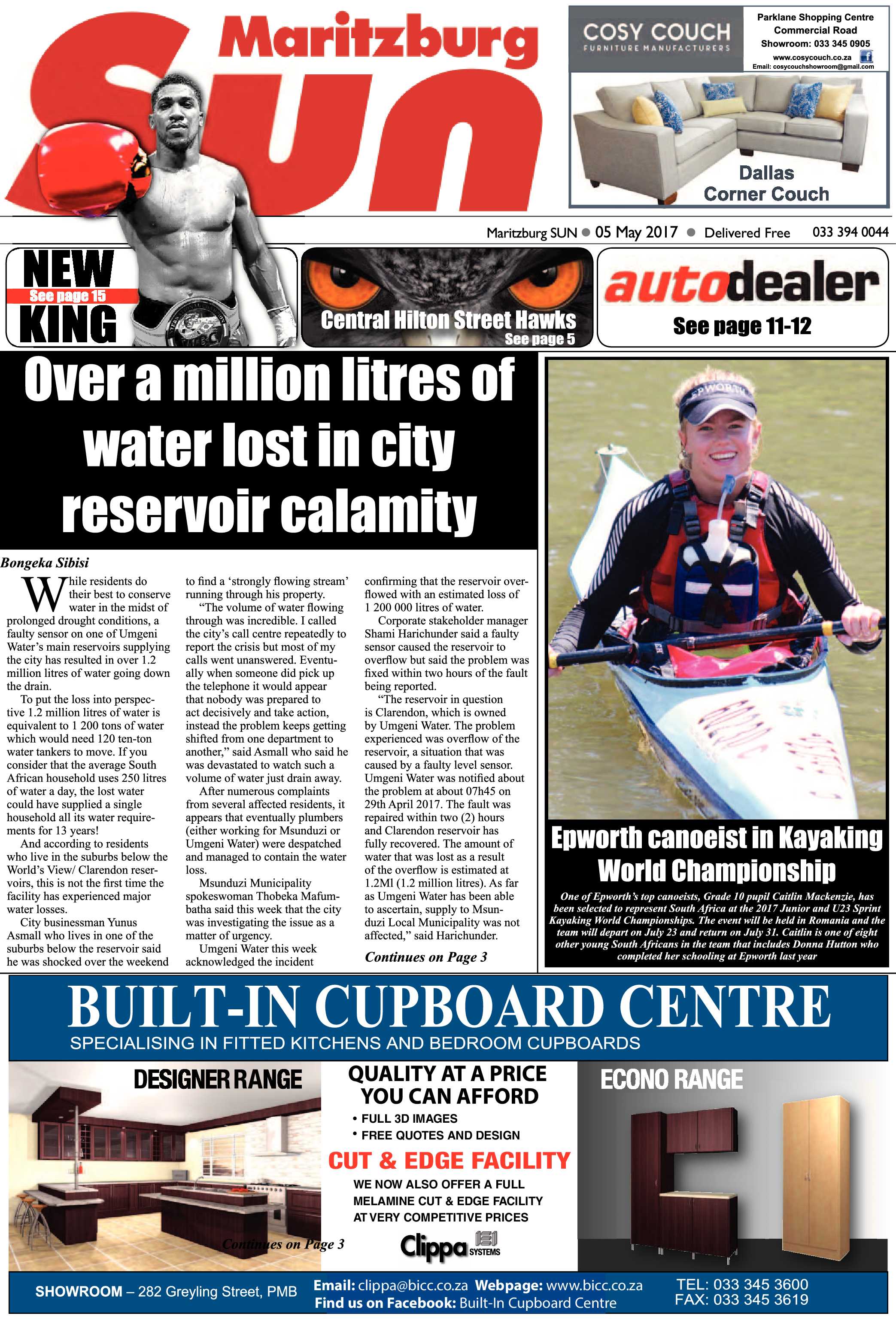 Maritzburg Sun 5 May 2017 page 1