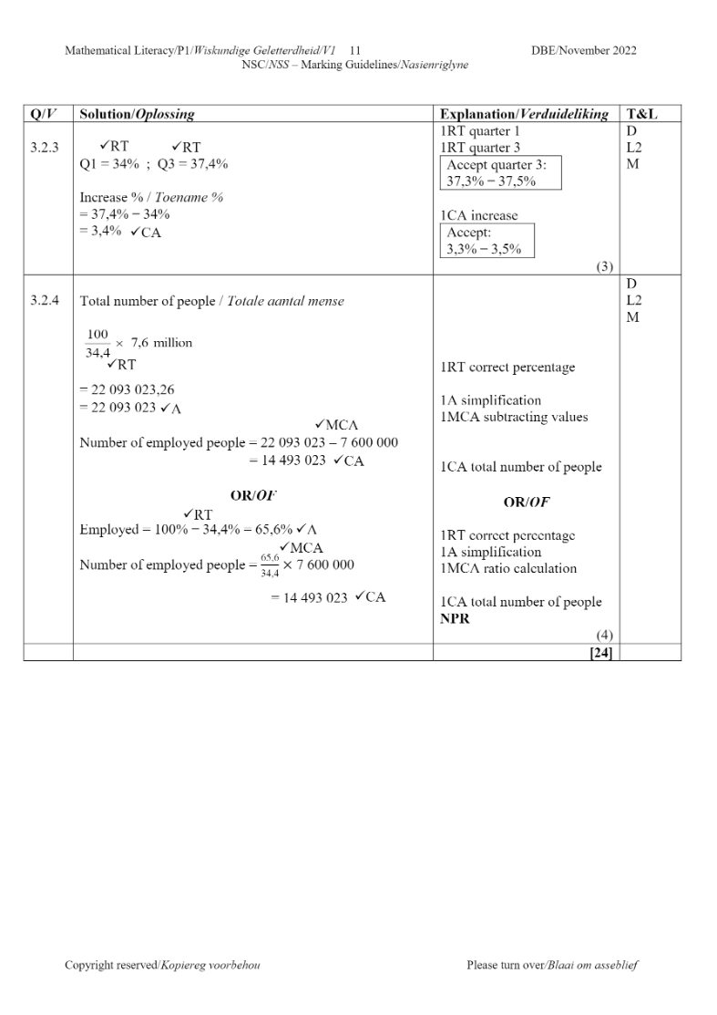 Mathematical Literacy ANSWERS page 11