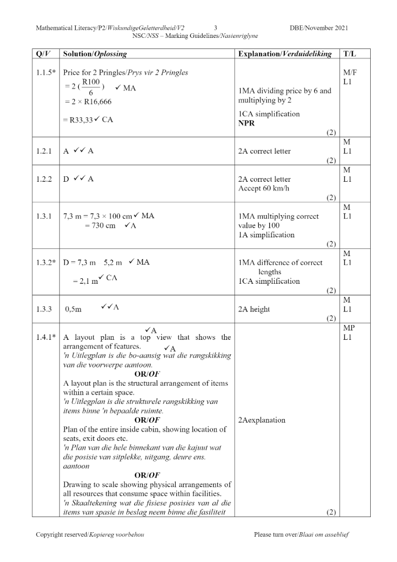 Mathematical Literacy ANSWERS page 23