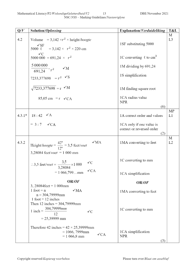 Mathematical Literacy ANSWERS page 33