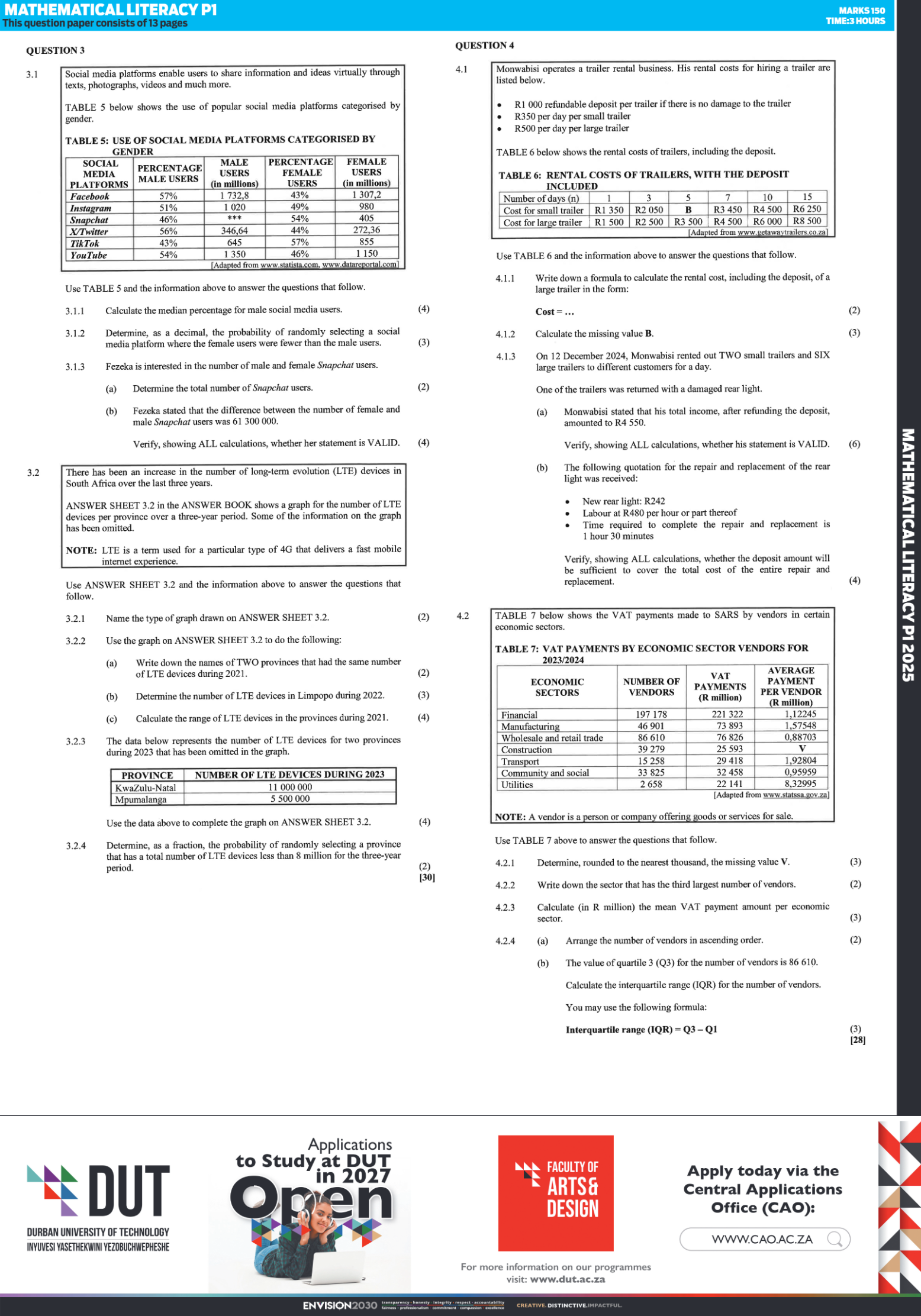Matric Past Papers Maths Lit 2026 | The Witness