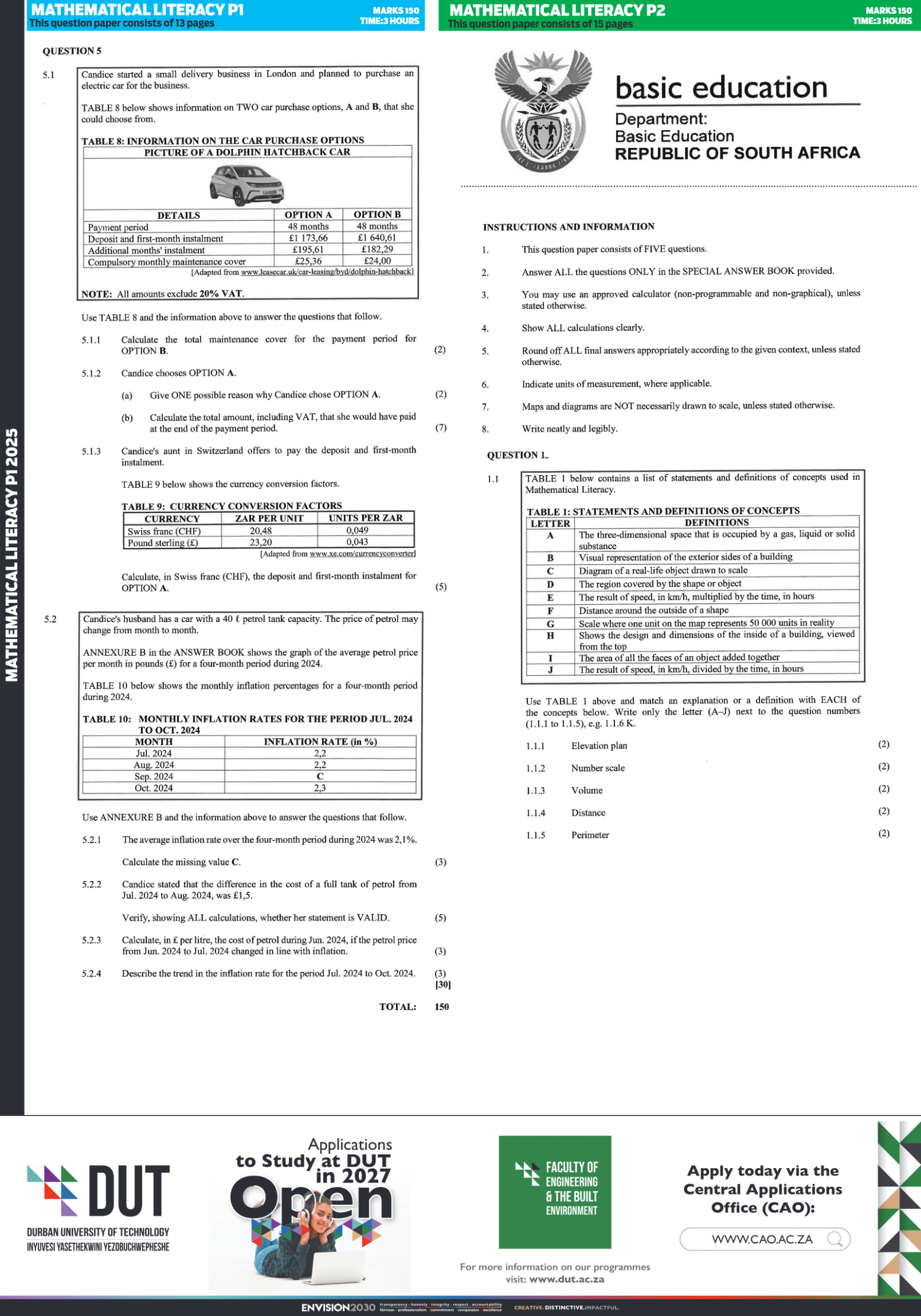 Matric Past Papers Maths Lit 2026 | The Witness