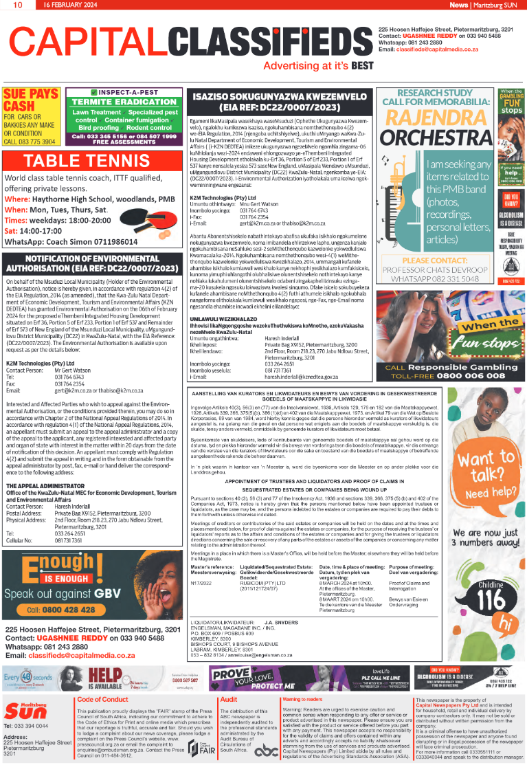 Maritzburg Sun 16/02/24 page 10