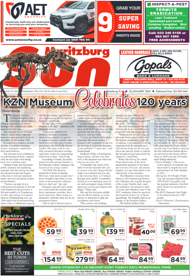 Maritzburg Sun 26/01/24 page 1