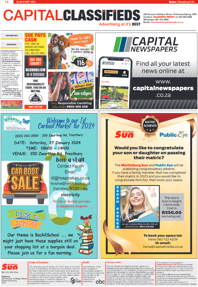 Maritzburg Sun 26/01/24 page 14