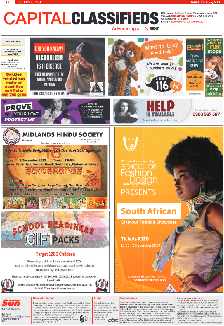 Maritzburg Sun 01/12/23 page 14