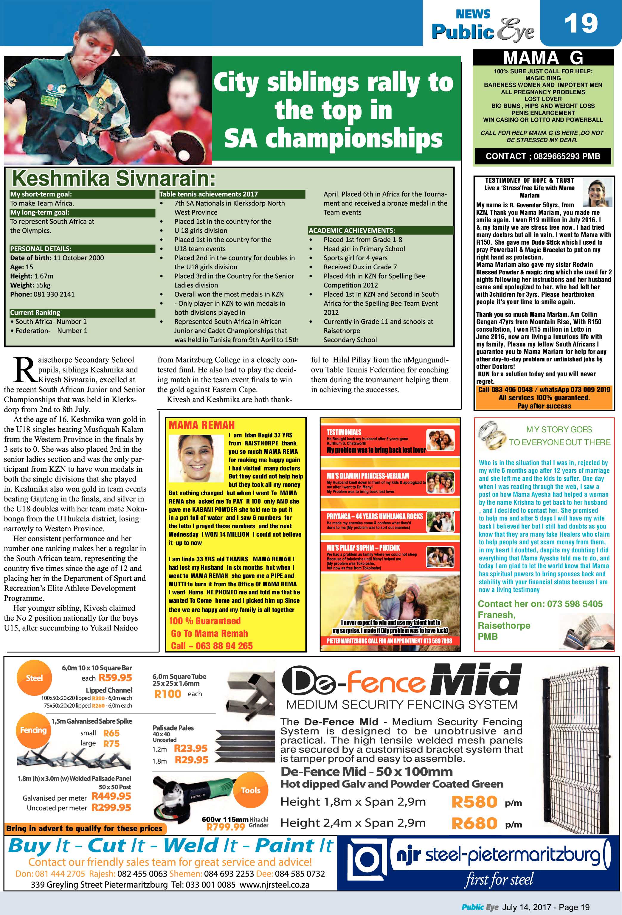 Public Eye 14 July 2017 page 19